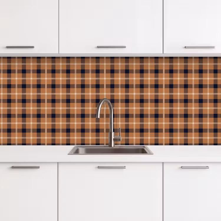 Plaid - Patroon - Vierkant - Bruin keuken achterwand 2 middel 871 -3d