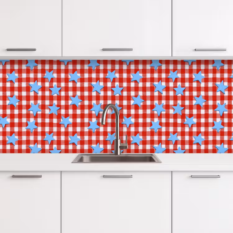 Ruit - Sterren - Rood keuken achterwand 2 middel 871 -3d