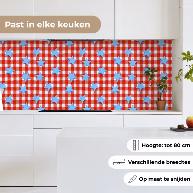 Ruit - Sterren - Rood keuken achterwand 2 middel 871 -sfeer4_NL