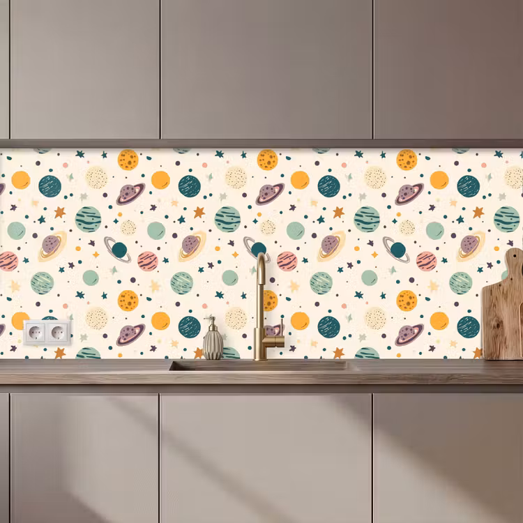 Planeten - Retro - Kleurrijk keuken achterwand 2 middel 871 zz_3dshopping