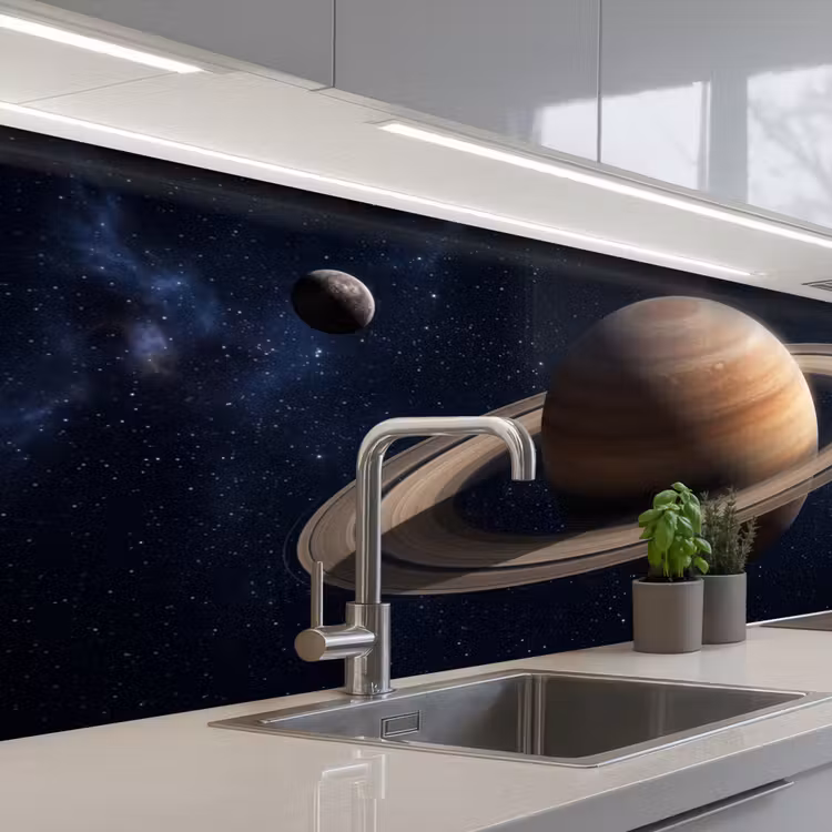 Planeten - Saturnus - Ruimte keuken achterwand 2 middel -3d_schuin