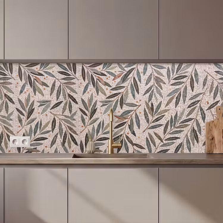 Plant - Blad - Mozaïek - Groen keuken achterwand 2 middel zz_3dshopping