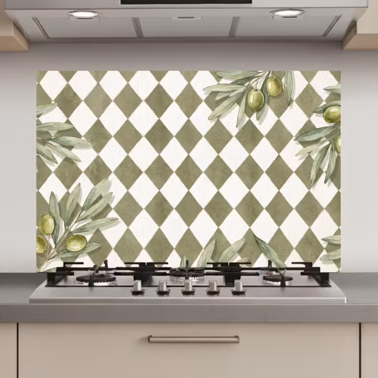 Plant - Olijftakken - Waterverf - Mediterraan - Groen keuken achterwand spatscherm klein -3d_website