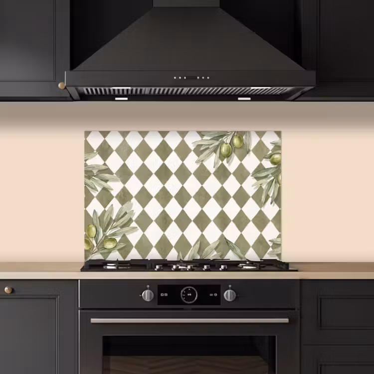 Plant - Olijftakken - Waterverf - Mediterraan - Groen keuken achterwand spatscherm klein -sfeer1