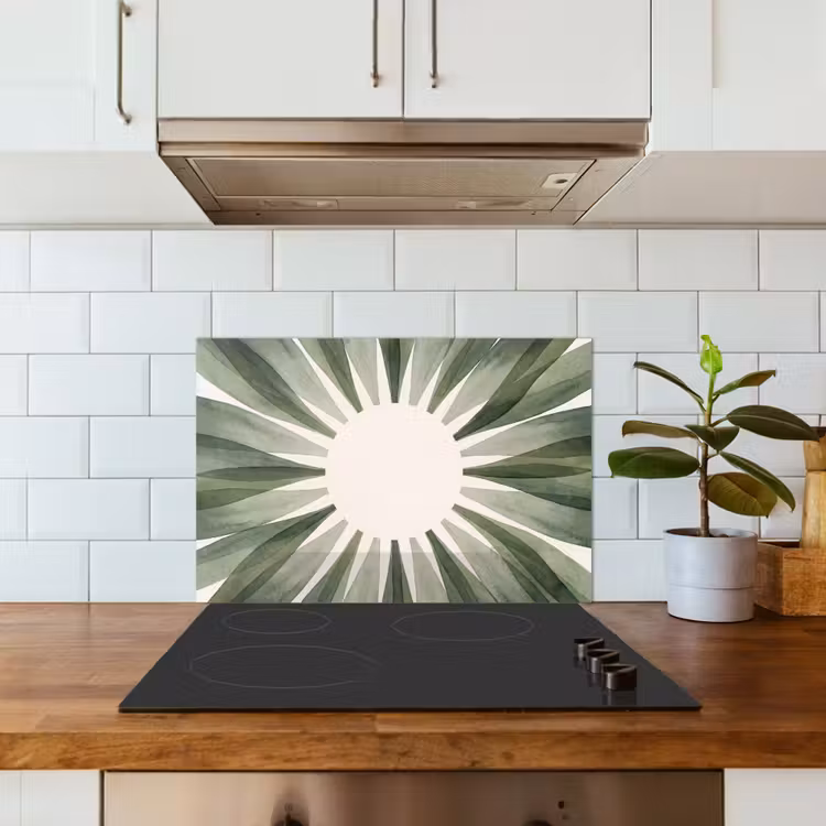 Planten - Abstract - Waterverf - Groen - Natuur keuken achterwand spatscherm klein -sfeer2