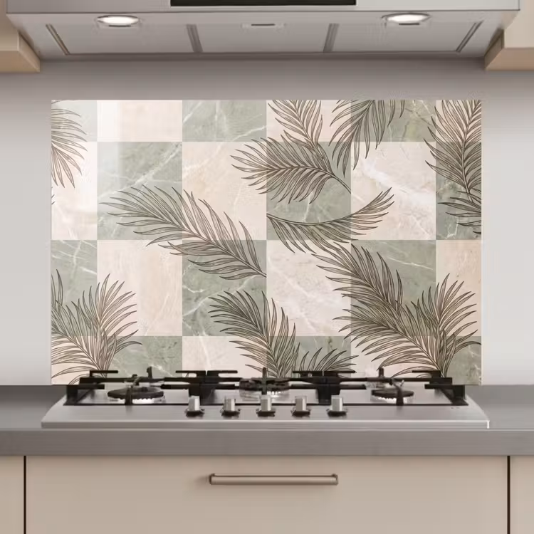 Planten - Bladeren - Marmer - Modern - Groen keuken achterwand spatscherm klein -3d_website