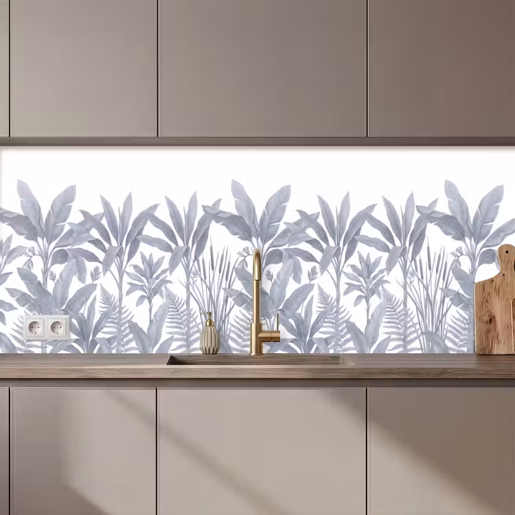 Planten - Bladeren - Natuur - Grijs keuken achterwand 2 middel zz_3dshopping