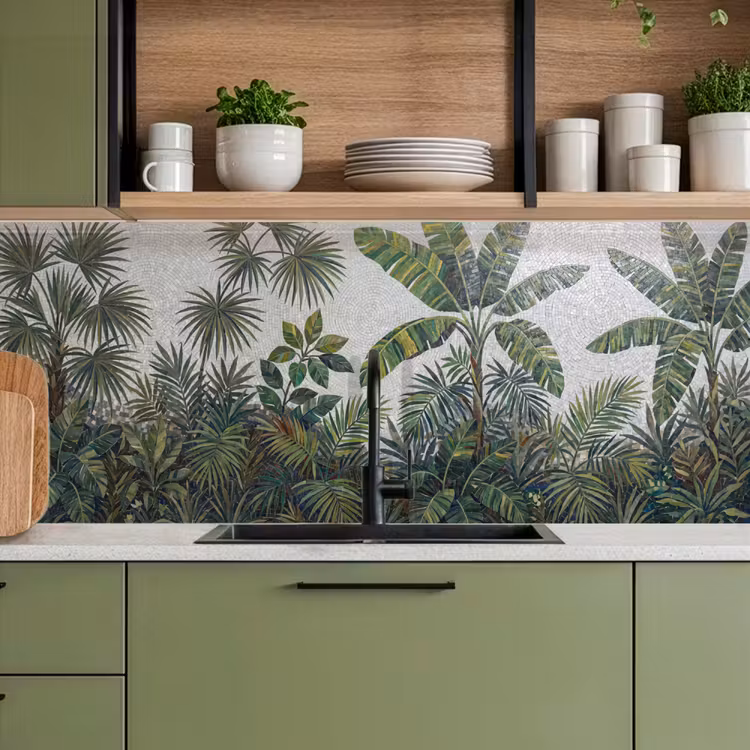 Planten - Tropisch - Mozaïek - Groen - Natuur keuken achterwand 2 middel -sfeer3
