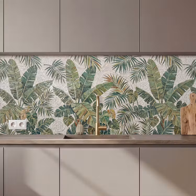Planten - Tropisch - Mozaïek - Natuur - Groen keuken achterwand 2 middel zz_3dshopping