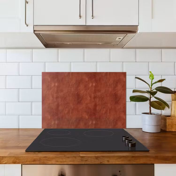 Stucwerk - Textuur - Terracotta keuken achterwand spatscherm klein 900 -sfeer2