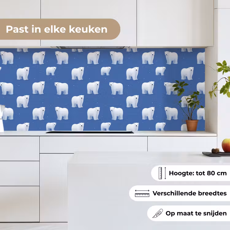 IJsbeer - Patroon - Blauw keuken achterwand 2 middel 871 -sfeer4_NL