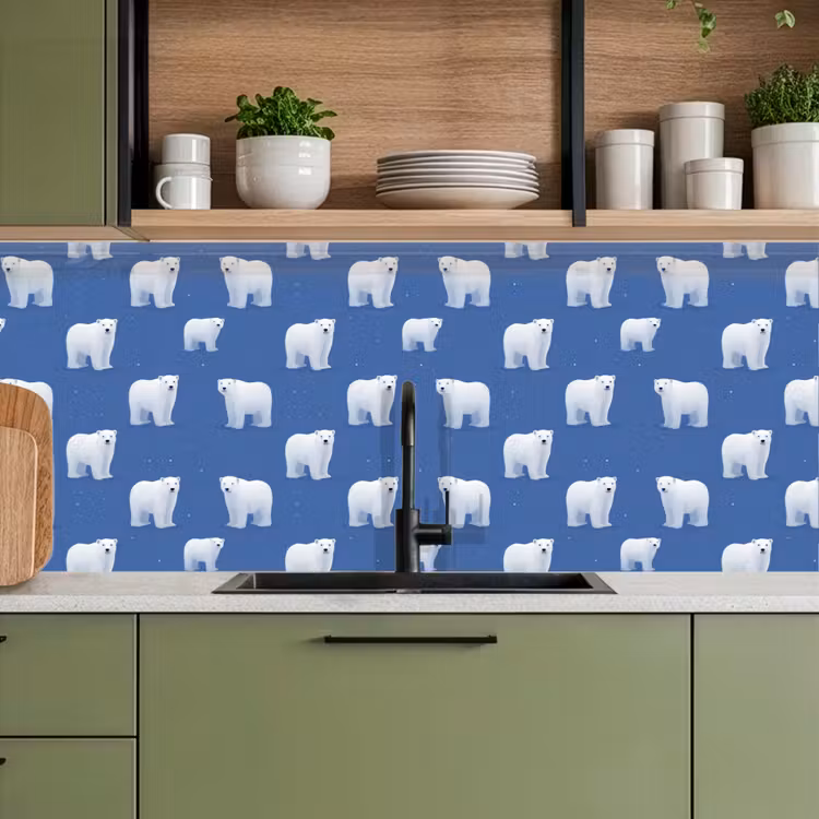 IJsbeer - Patroon - Blauw keuken achterwand 2 middel 871 -sfeer3