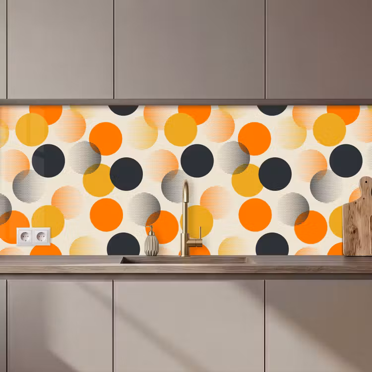 Polkadot - Design - Retro - Oranje keuken achterwand 2 middel 871 zz_3dshopping