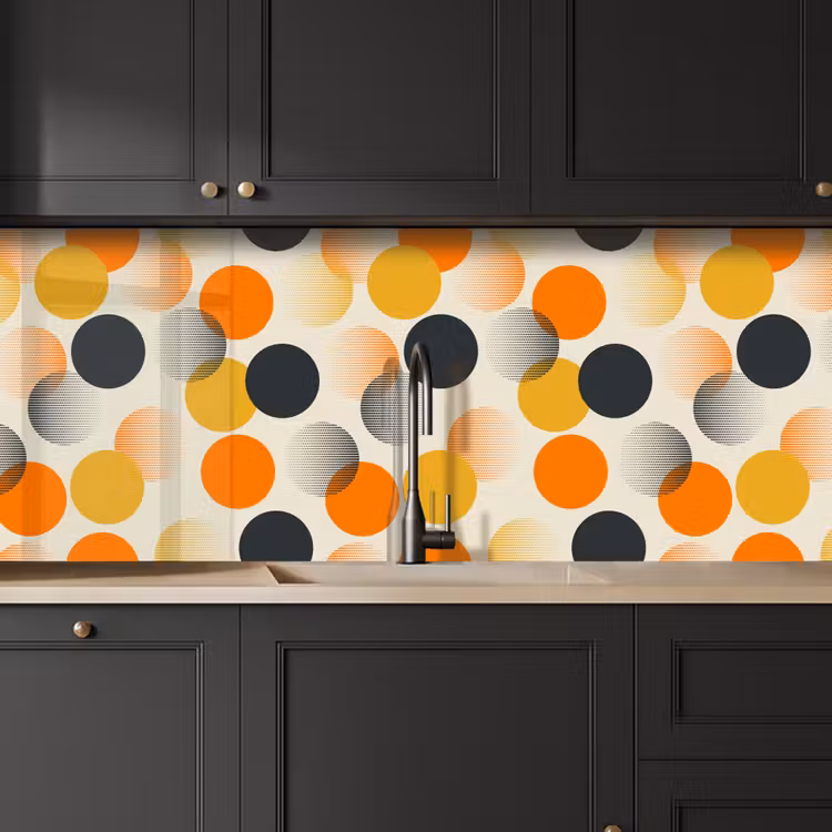 Polkadot - Design - Retro - Oranje keuken achterwand 2 middel 871 -sfeer1