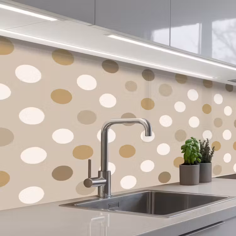 Polka - Dots - Beige keuken achterwand 2 middel 871 -3d_schuin