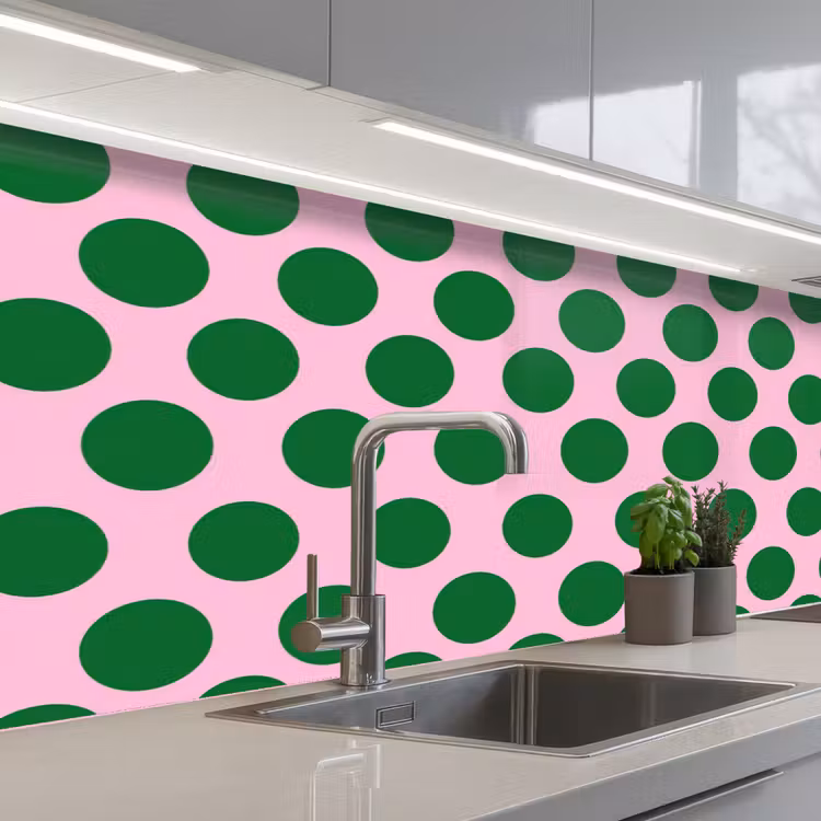 Polkadots - Patroon - Groen keuken achterwand 2 middel 871 -3d_schuin