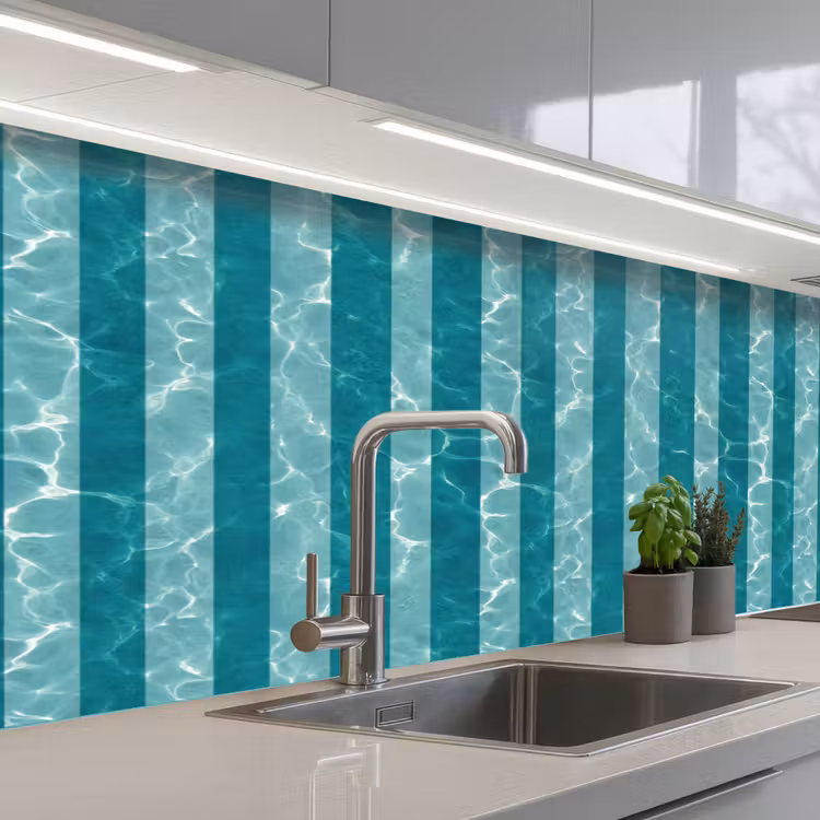 Zwembad - Strepen - Groen keuken achterwand 2 middel 871 -3d_schuin