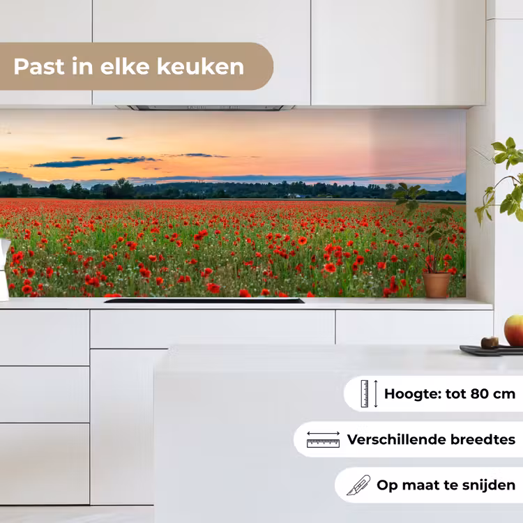 Klaprozen - Landschap - Rood - Bloemen keuken achterwand 2 middel -sfeer4_NL