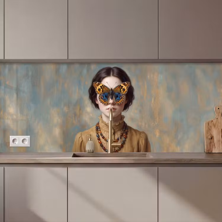 Portret - Vlinder - Kleurrijk keuken achterwand 2 middel zz_3dshopping