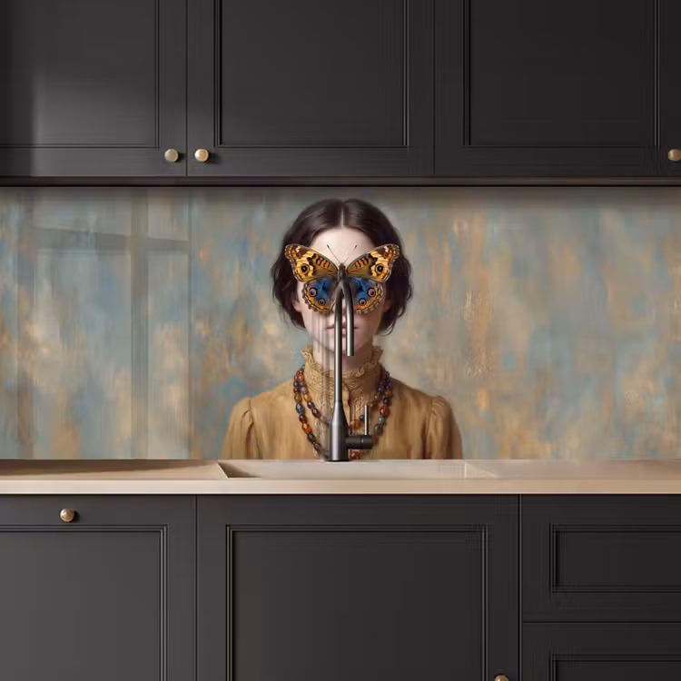 Portret - Vlinder - Kleurrijk keuken achterwand 2 middel -sfeer1