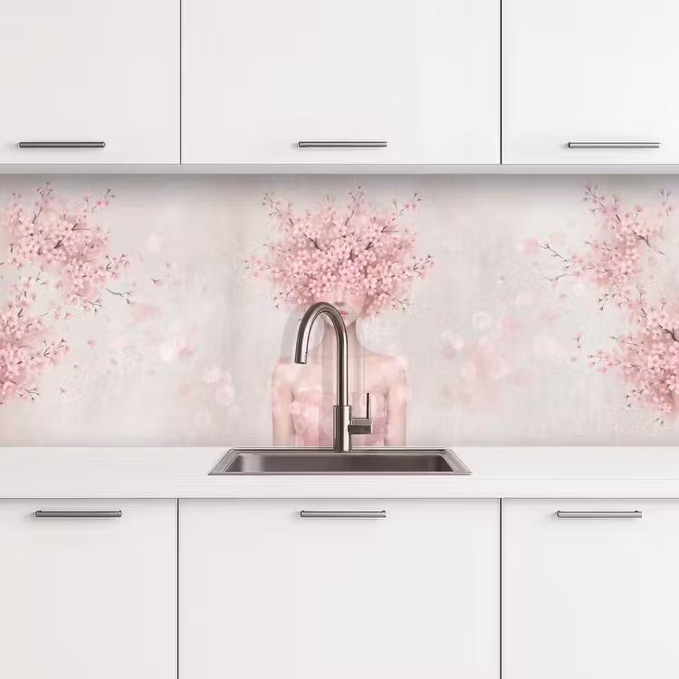 Portret - Kersenbloesem - Roze keuken achterwand 2 middel -3d