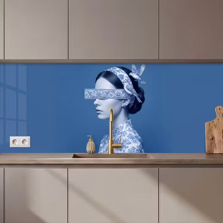 Portret - Klassiek - Wit - Blauw keuken achterwand 2 middel zz_3dshopping