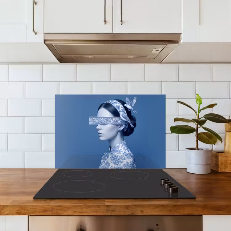 Portret - Klassiek - Wit - Blauw keuken achterwand 2 middel -sfeer1