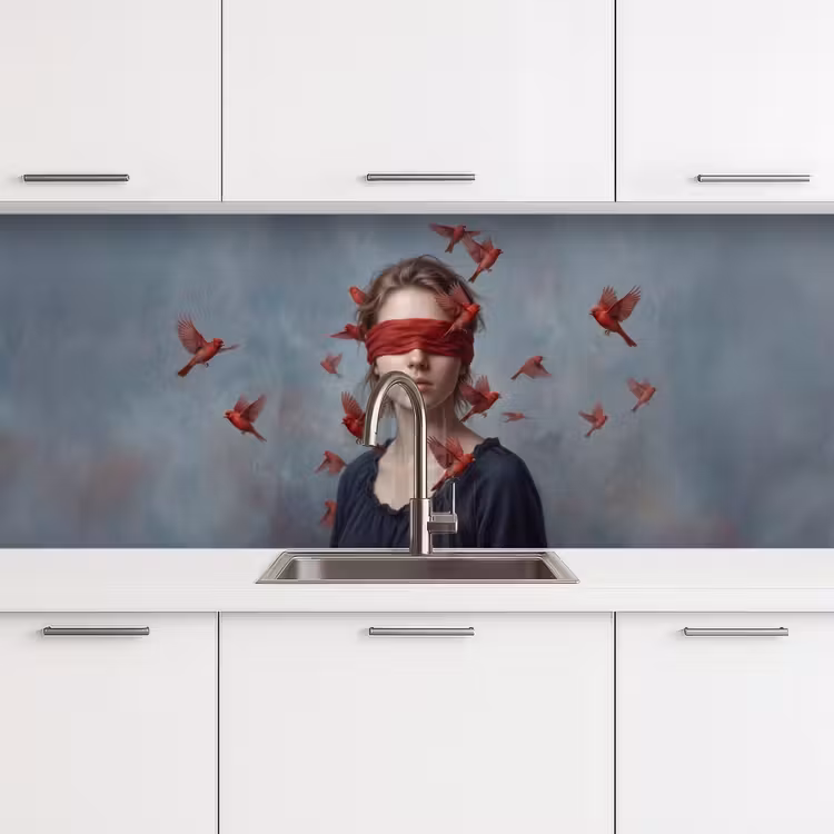 Portret - Krachtig - Rood keuken achterwand 2 middel -3d