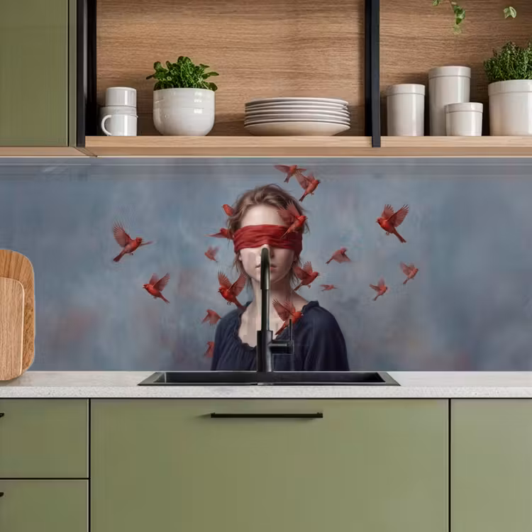 Portret - Krachtig - Rood keuken achterwand 2 middel -sfeer3