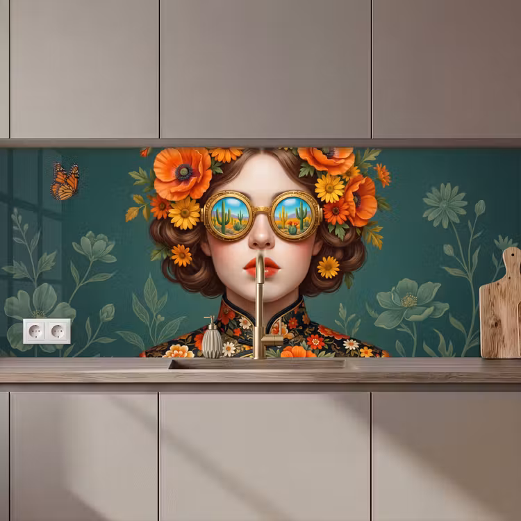 Portret - Vrouw - Kleurrijk - Expressief keuken achterwand 2 middel zz_3dshopping