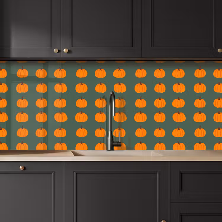 Pompoen - Patroon - Oranje keuken achterwand 2 middel 871 -sfeer1