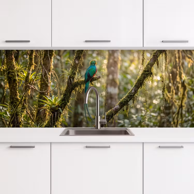 Quetzal - Jungle - Natuur - Groen keuken achterwand 2 middel -3d