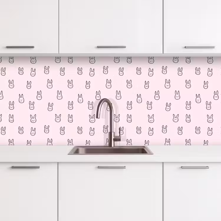 Konijnen - Minimalistisch - Roze keuken achterwand 2 middel 871 -3d