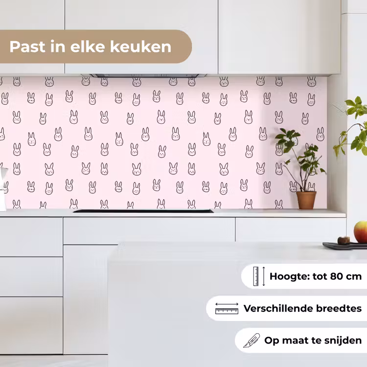 Konijnen - Minimalistisch - Roze keuken achterwand 2 middel 871 -sfeer4_NL