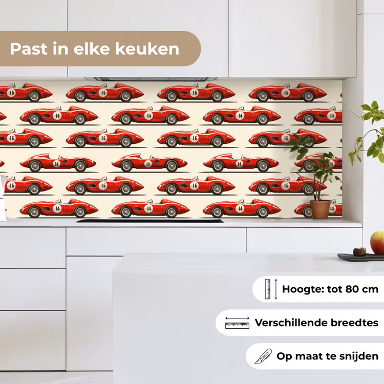 Raceauto - Retro - Rood keuken achterwand 2 middel 871 -sfeer4_NL