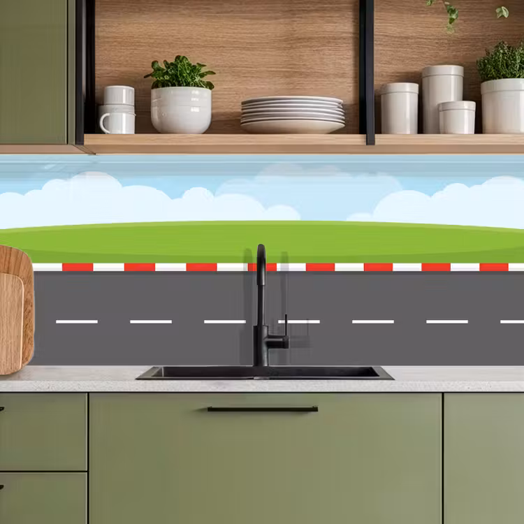 Racebaan - Illustratie - Sport - Kleurrijk keuken achterwand 2 middel -sfeer3