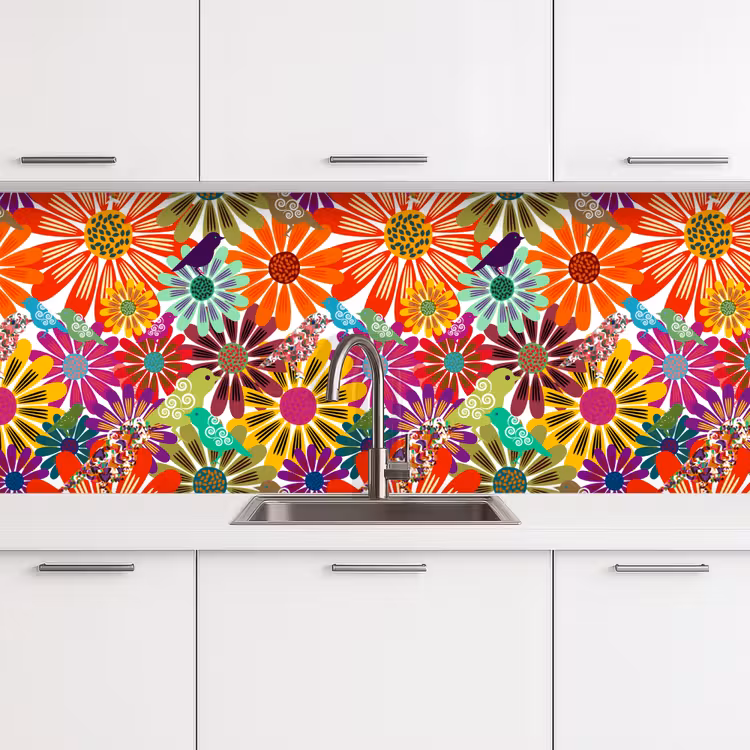 Regenboog - Bloemen - Patronen - Hippie keuken achterwand 2 middel 871 -3d
