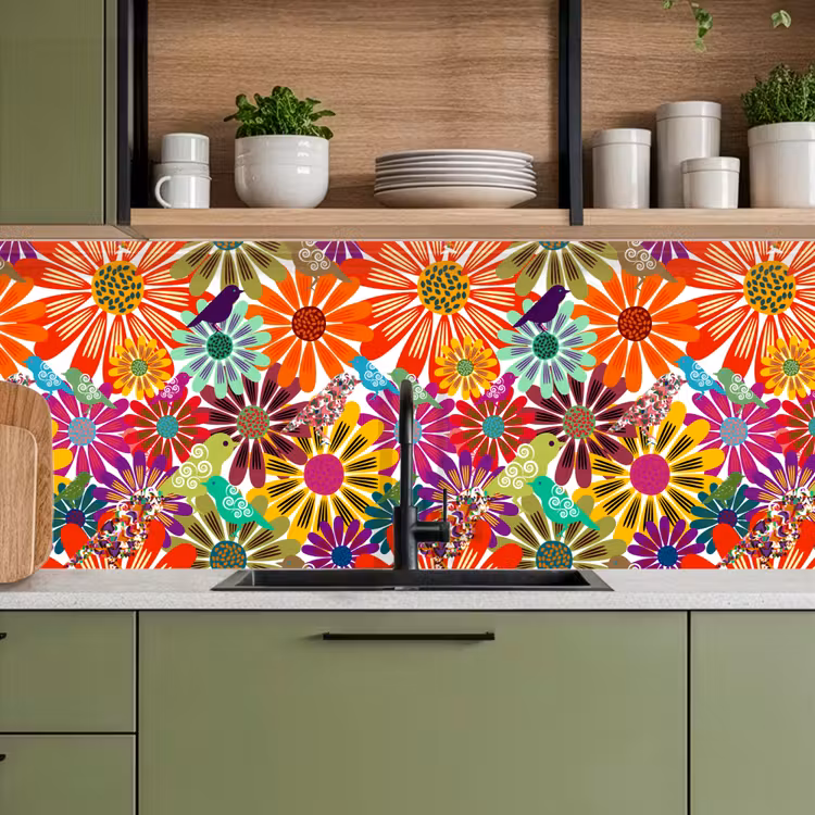 Regenboog - Bloemen - Patronen - Hippie keuken achterwand 2 middel 871 -sfeer3