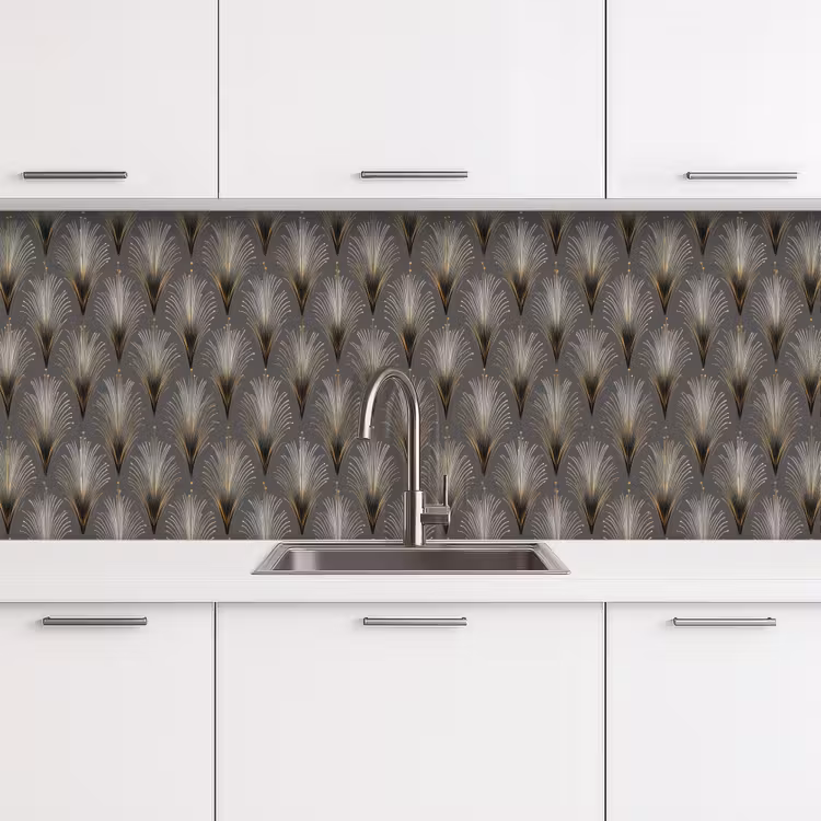 Waaierstralen - Goud - Antraciet keuken achterwand 2 middel 871 -3d