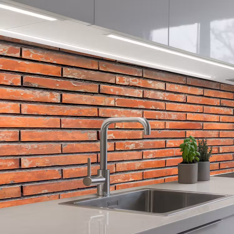 Rood - Bakstenen - Muur - Beschadiging keuken achterwand 2 middel 871 -3d_schuin