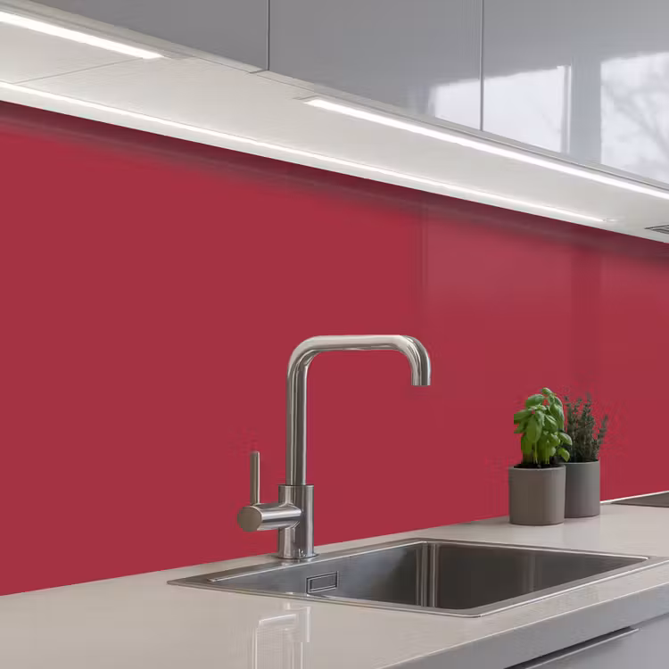 Rood - Effen kleur keuken achterwand 2 middel 871 -3d_schuin
