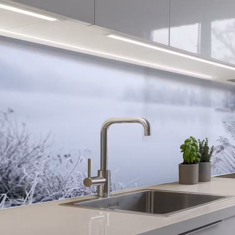 Riet - Bevroren - Winter - Natuur keuken achterwand 2 middel -3d_schuin