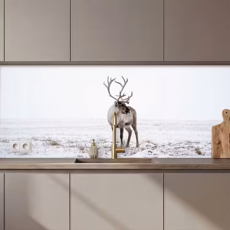 Rendier - Gewei - Sneeuw - Winter keuken achterwand 2 middel zz_3dshopping