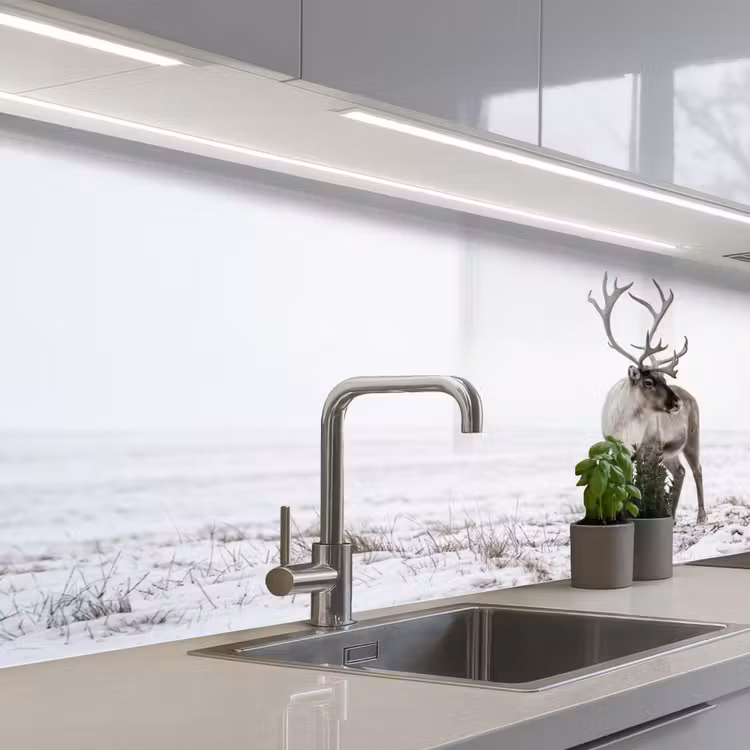 Rendier - Gewei - Sneeuw - Winter keuken achterwand 2 middel -3d_schuin