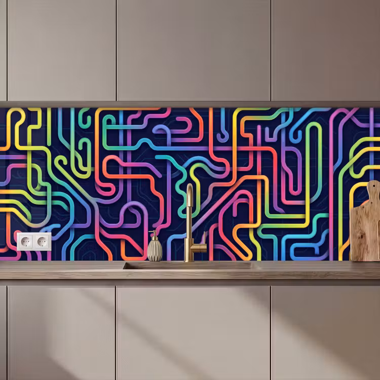 Retro - Abstract - Neon keuken achterwand 2 middel zz_3dshopping