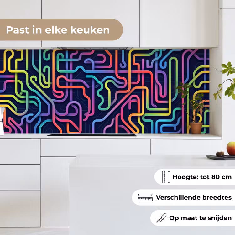 Retro - Abstract - Neon keuken achterwand 2 middel -sfeer4_NL