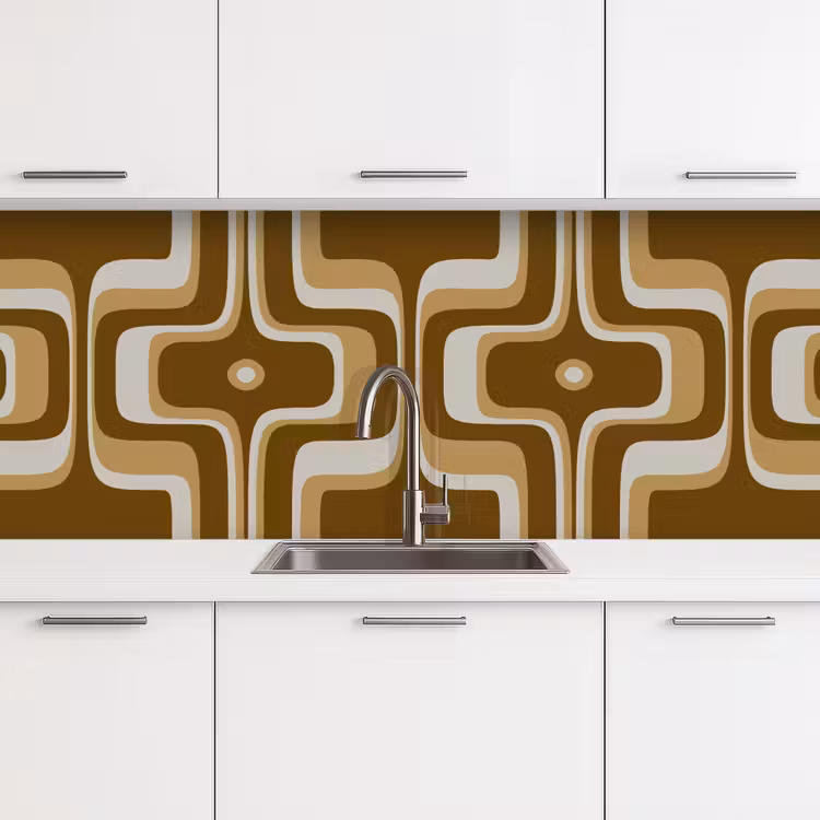 Retro - Design - Bruin keuken achterwand 2 middel 871 -3d