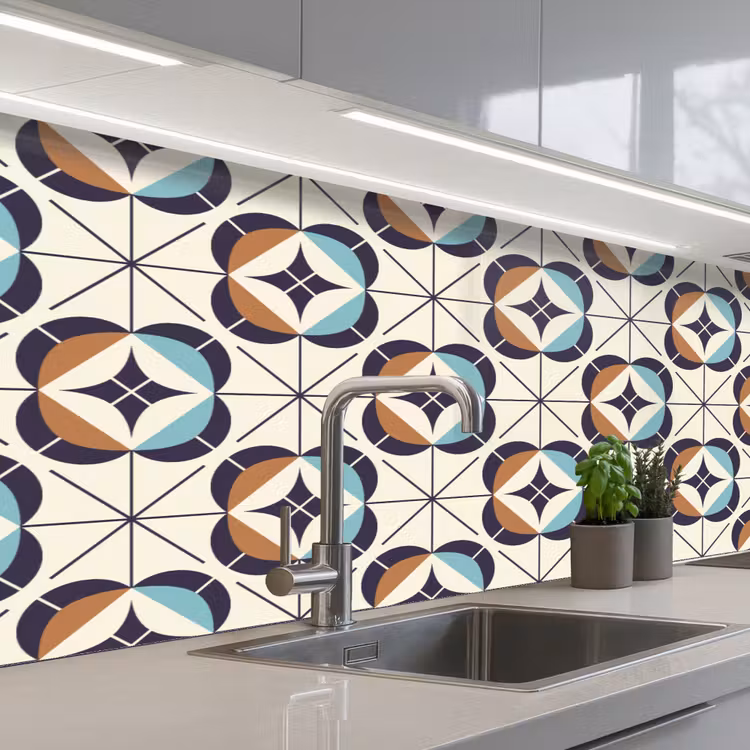 Retro - Design - Geometrie keuken achterwand 2 middel 871 -3d_schuin