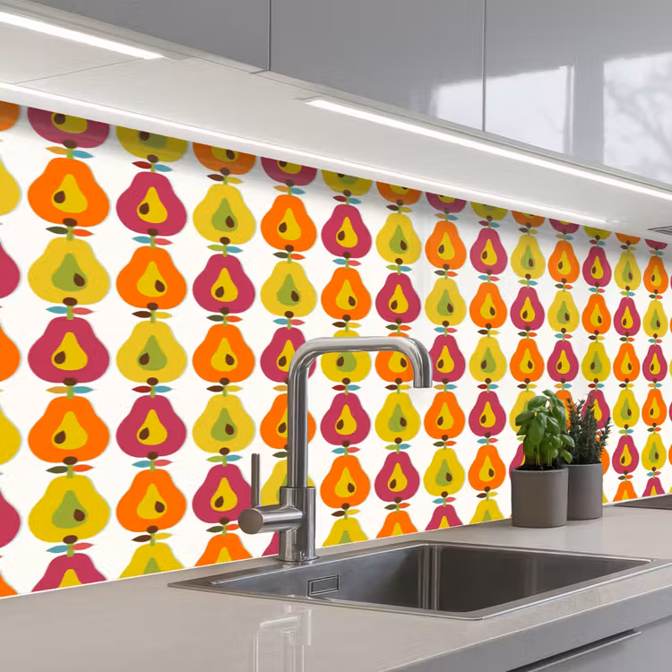 Retro - Design - Peer - Fruit keuken achterwand 2 middel 871 -3d_schuin