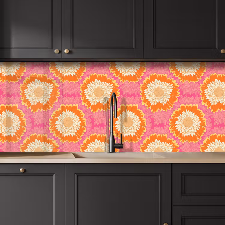 Retro - Bloemen - Kleurrijk keuken achterwand 2 middel 871 -sfeer1